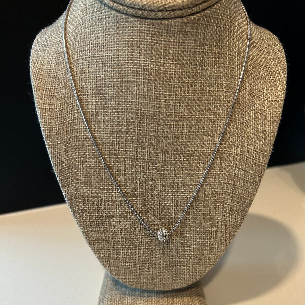 LIA SOPHIA "glitter ball" silvertone snake chain necklace